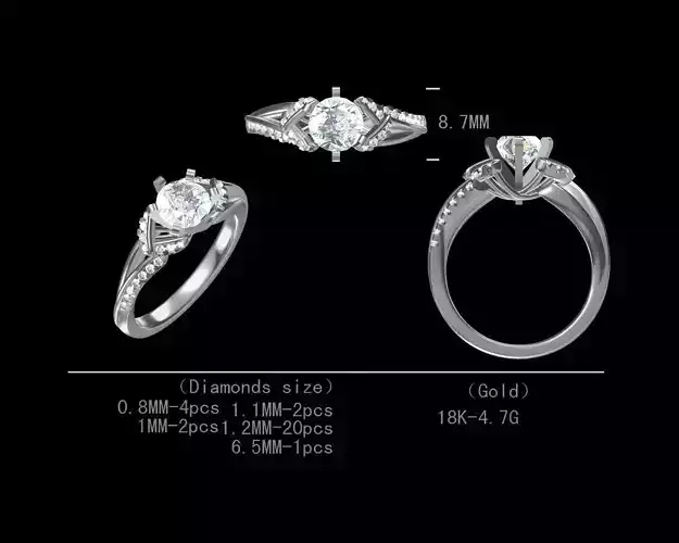 Stylish engagement diamond ring for women 3D model