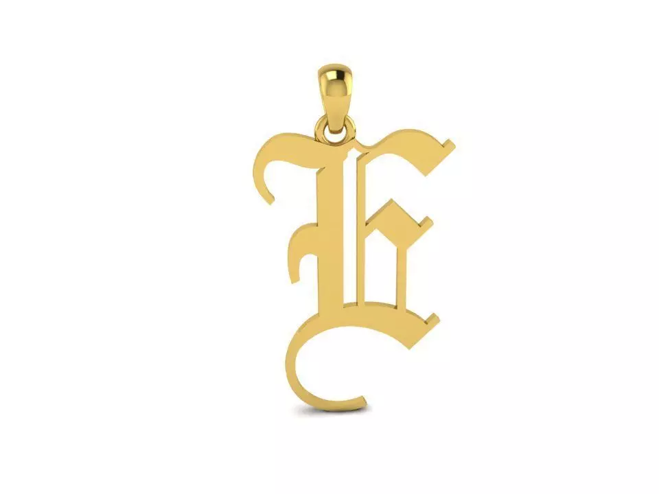 Olde English Pendant Letter E 3D print model_0