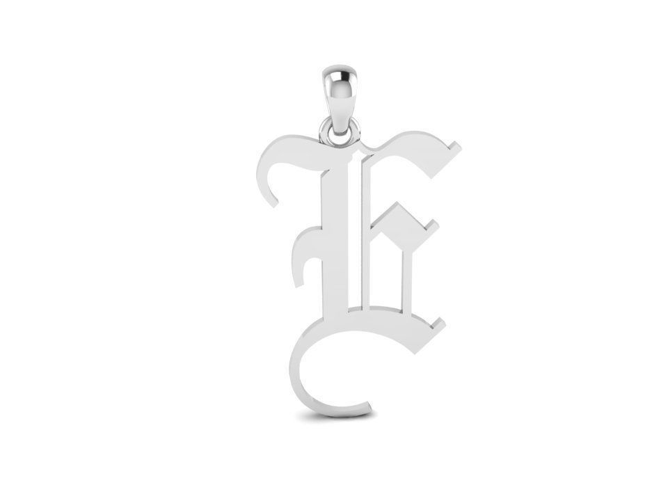 Olde English Pendant Letter E 3D print model_1