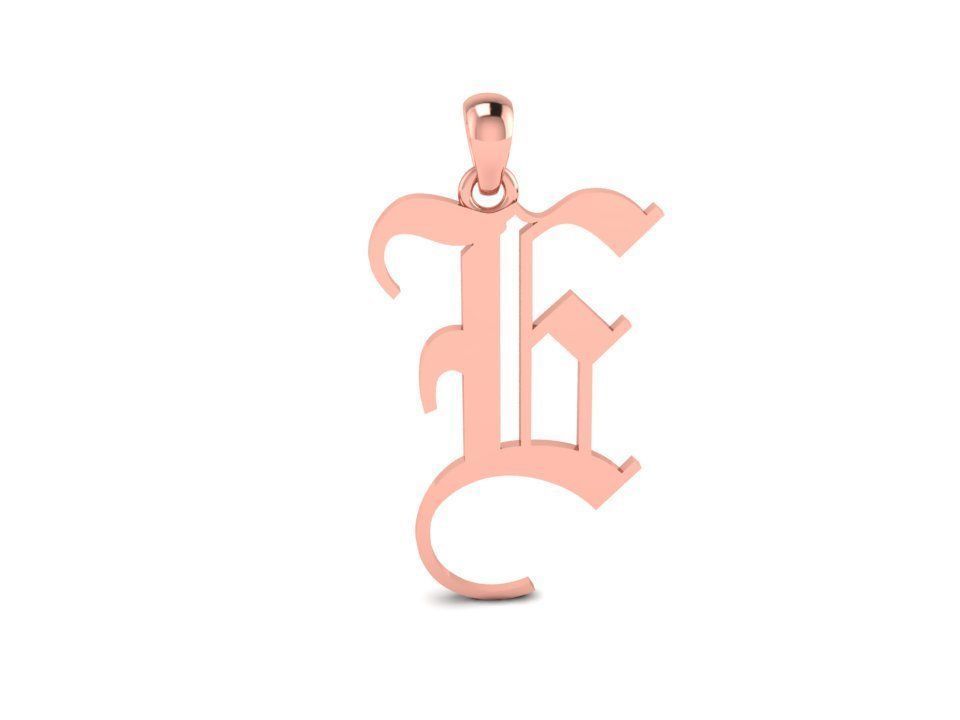 Olde English Pendant Letter E 3D print model_2