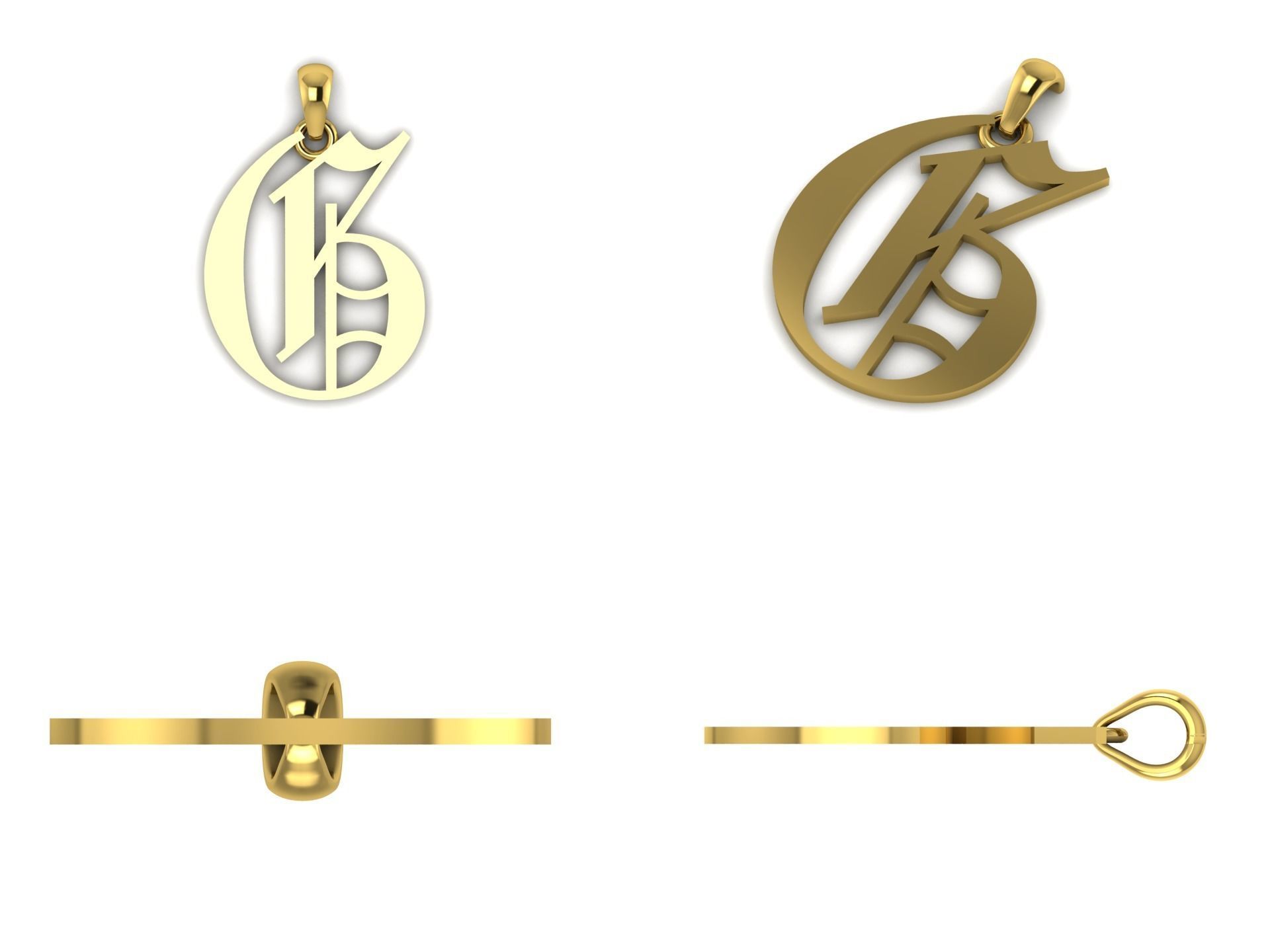 Olde English Pendant Letter G 3D print model_8
