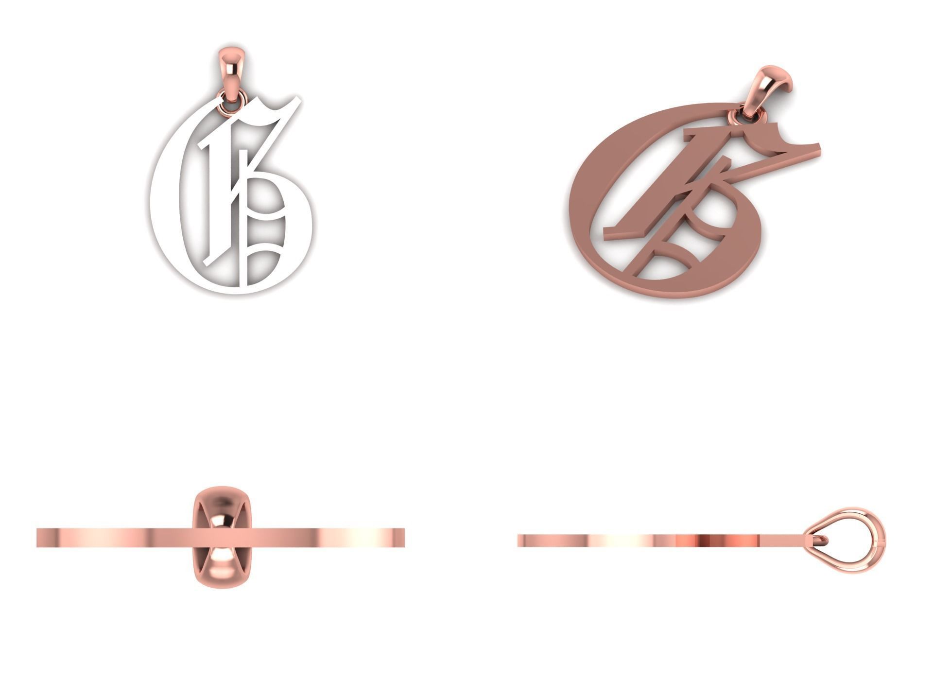 Olde English Pendant Letter G 3D print model_9