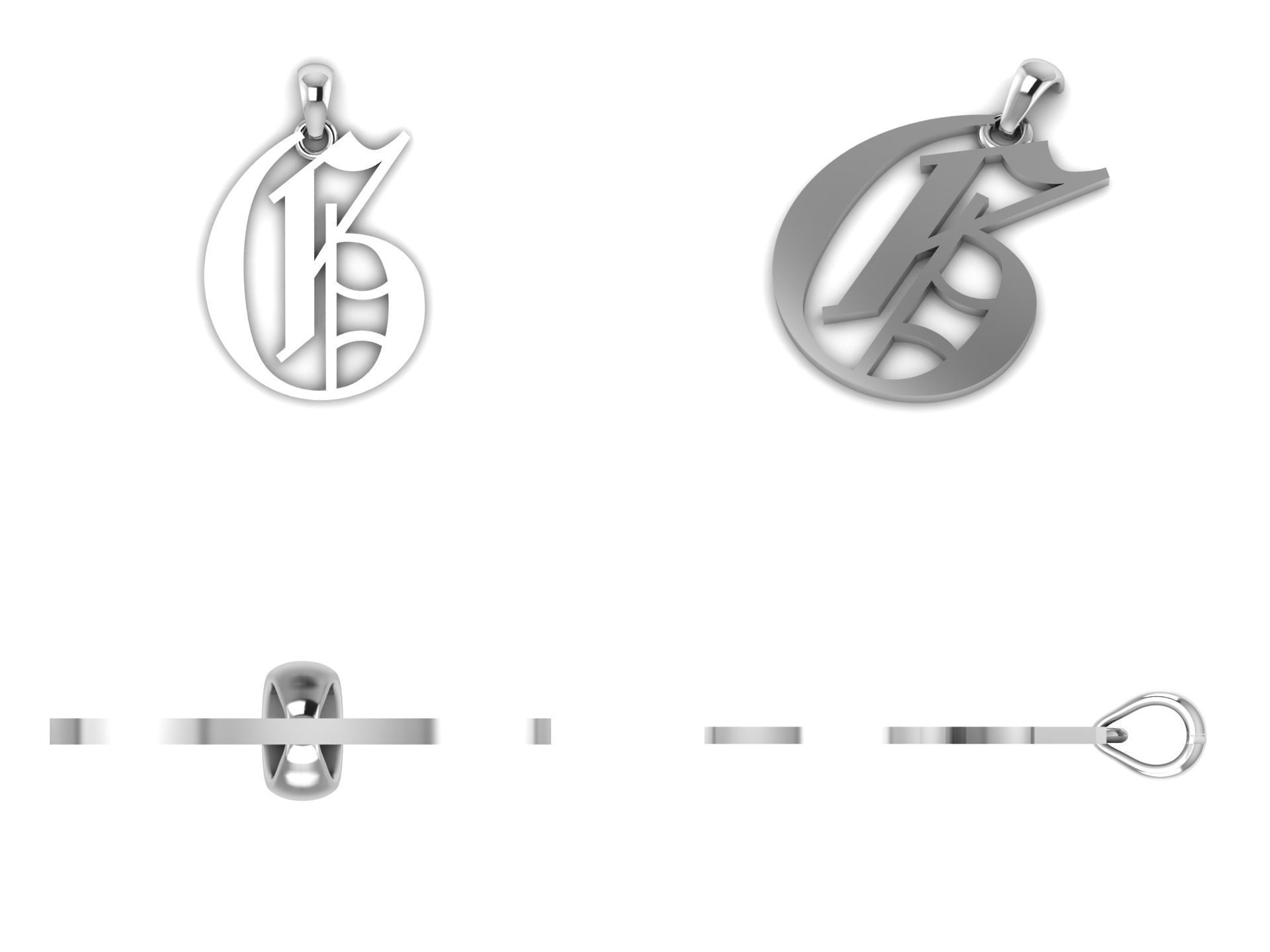 Olde English Pendant Letter G 3D print model_10