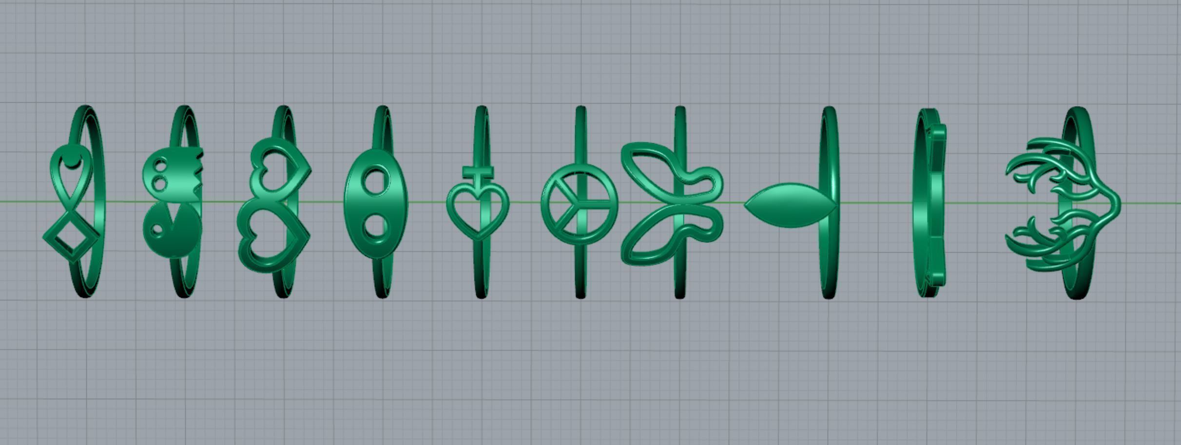 10 Light Wt Rings Printable 3d model 3D print model_3