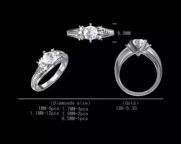 Stylish engagement diamond ring for women 3D model