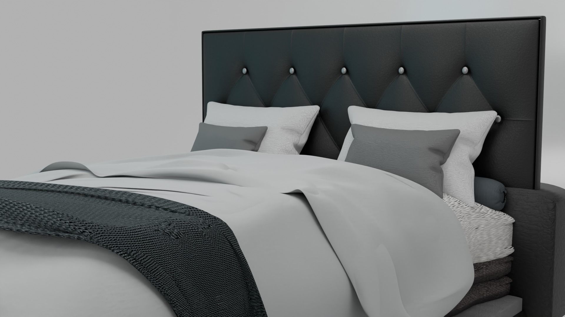 Modern bed For interior 3D model 3D model_1