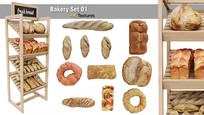 Bakery Set 01 Low-poly 3D model