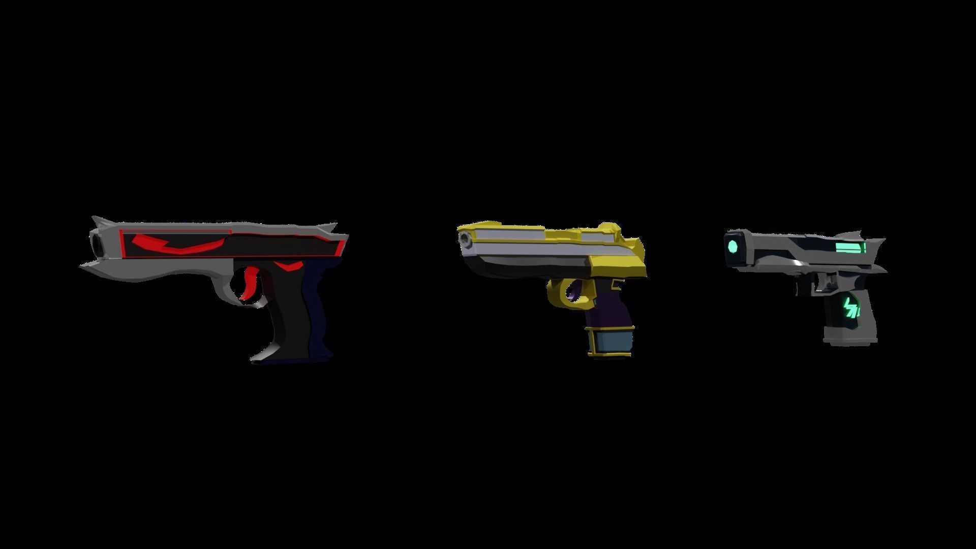 Fantasy Mage Tech Gun Pack for Games Free low-poly 3D model_2