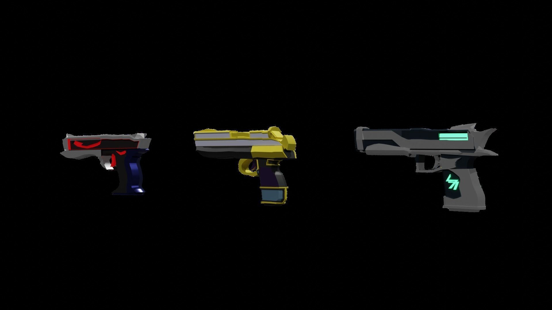 Fantasy Mage Tech Gun Pack for Games Free low-poly 3D model_3