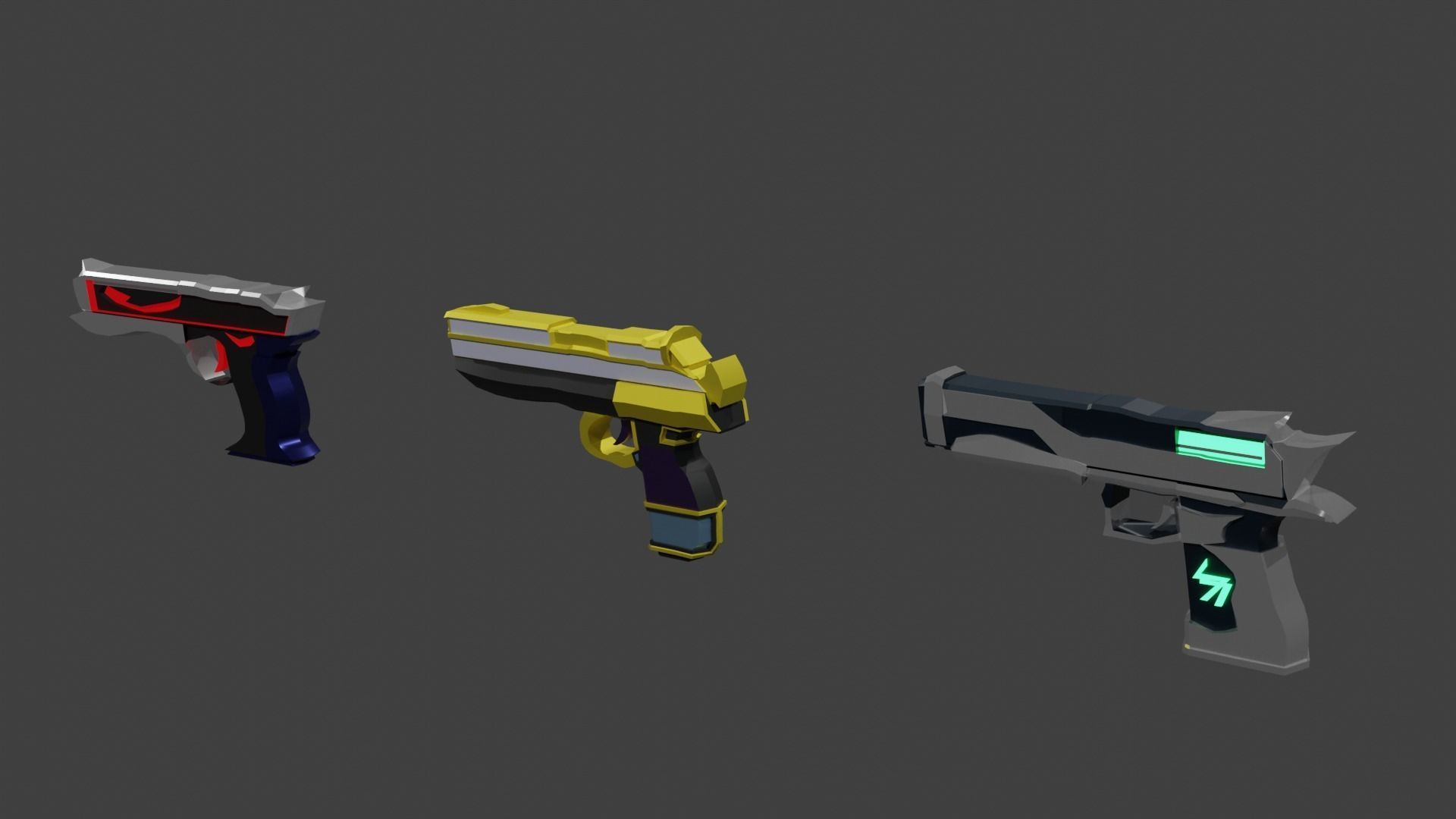 Fantasy Mage Tech Gun Pack for Games Free low-poly 3D model_4