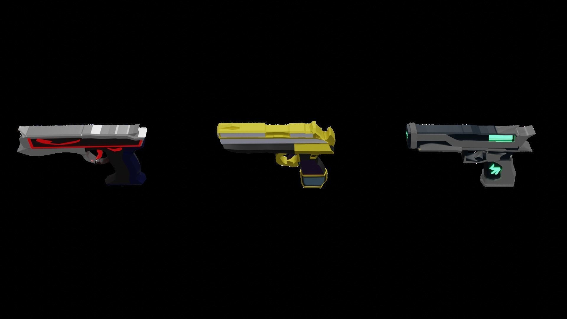 Fantasy Mage Tech Gun Pack for Games Free low-poly 3D model_5