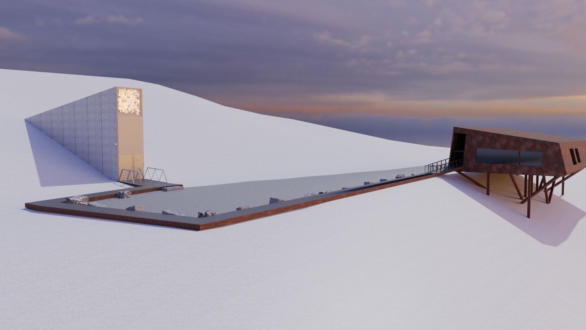 Svalbard Global Seed Vault Low-poly 3D model_1