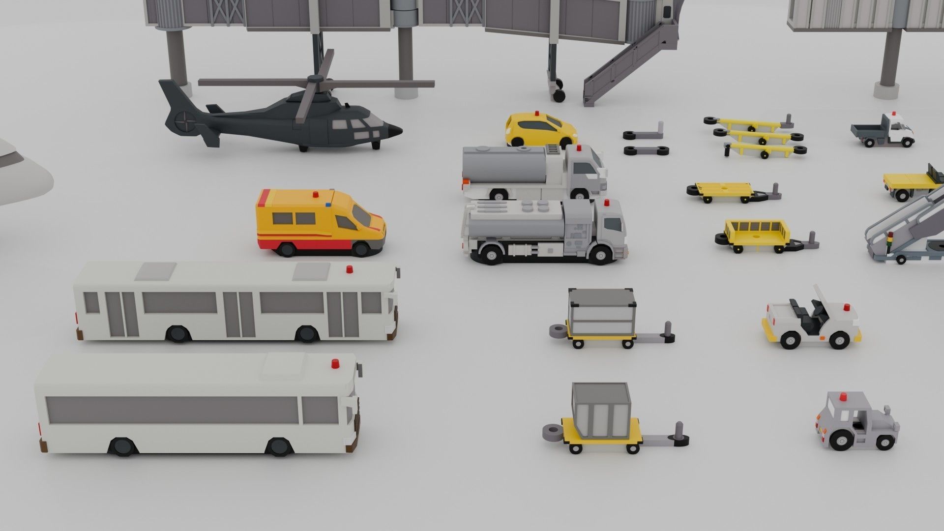 Airport Vehicle Pack Low-poly 3D model_6