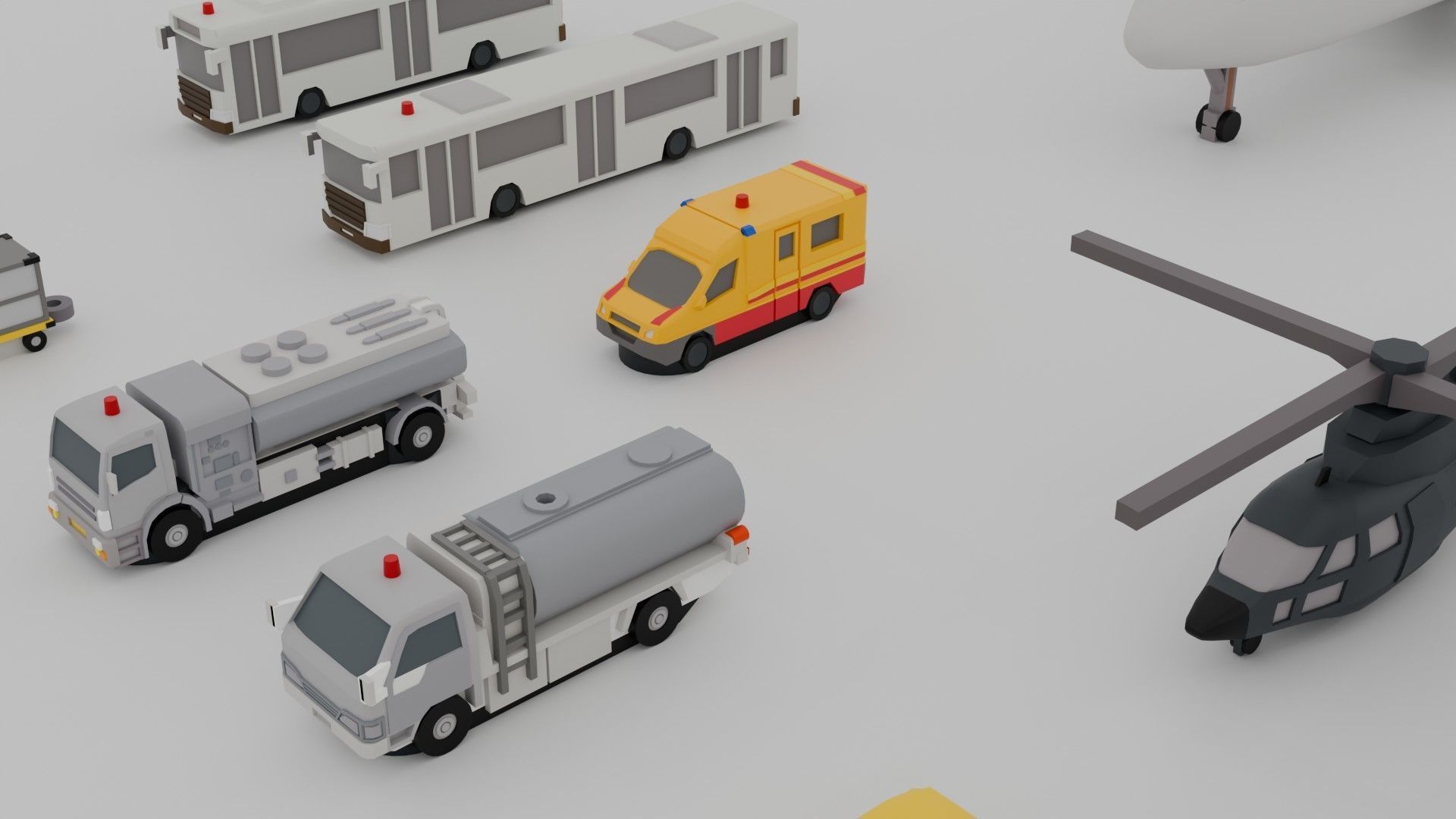 Airport Vehicle Pack Low-poly 3D model_7