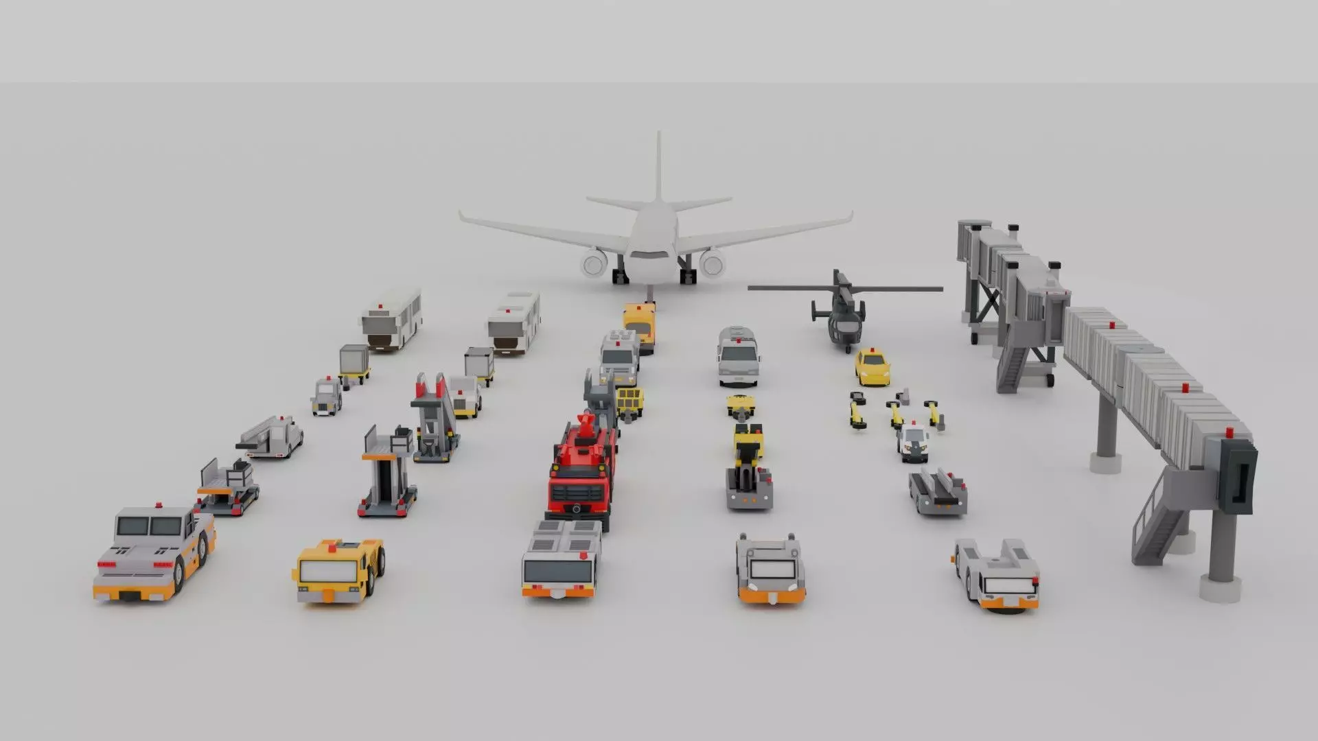 Airport Vehicle Pack Low-poly 3D model_0