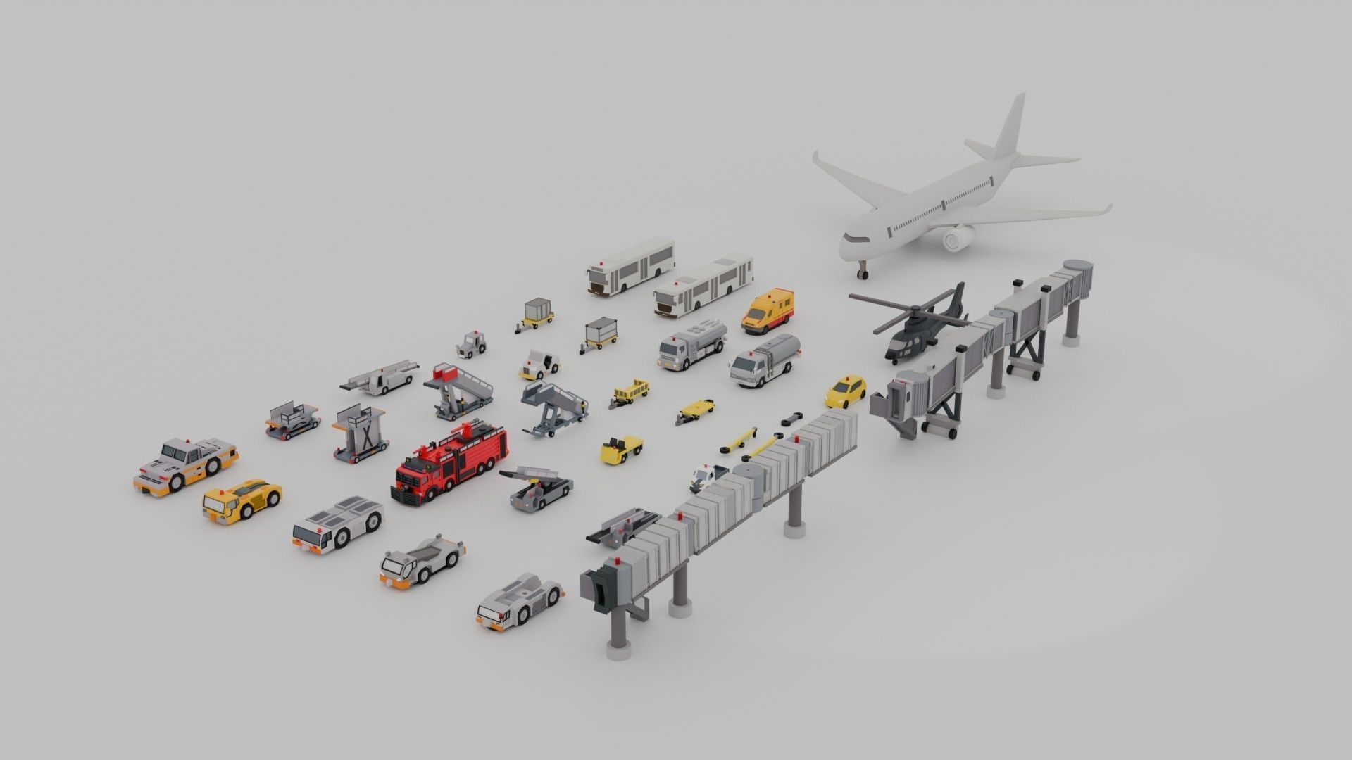 Airport Vehicle Pack Low-poly 3D model_1