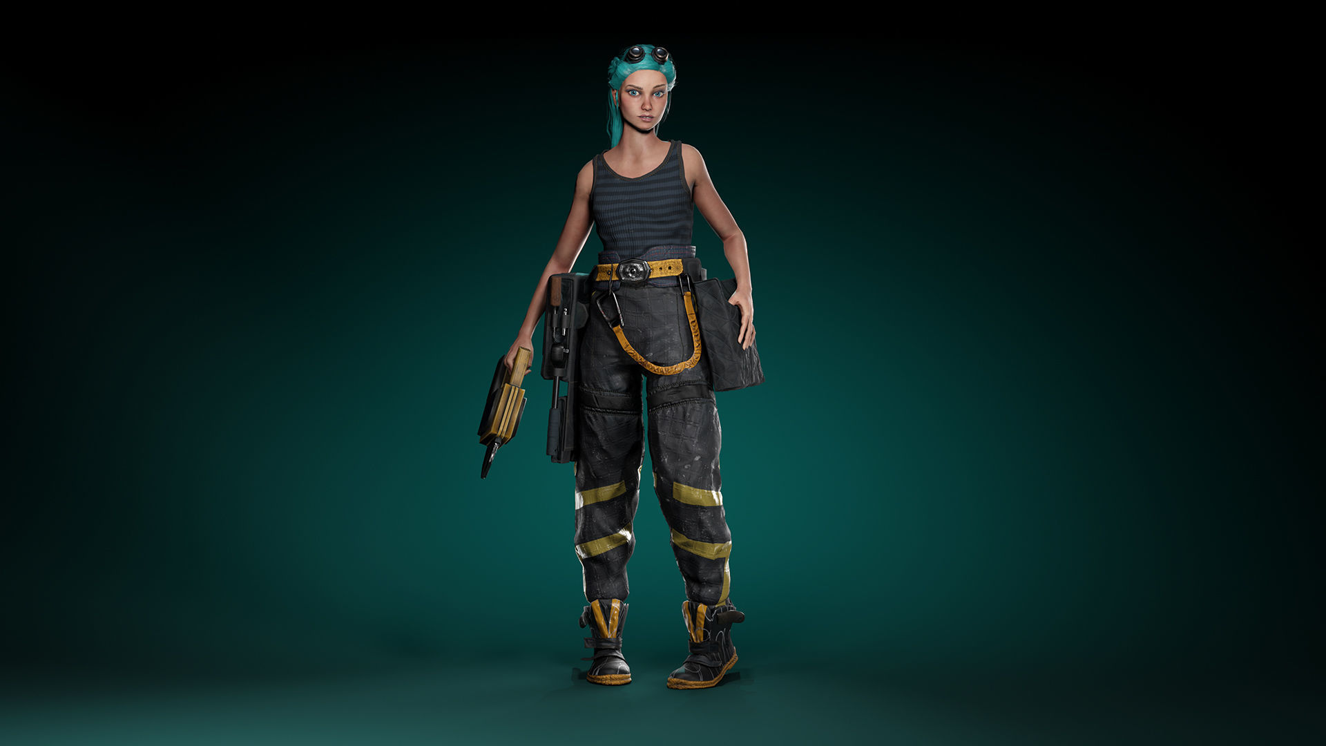 Engineer Girl game character Low-poly 3D model_5