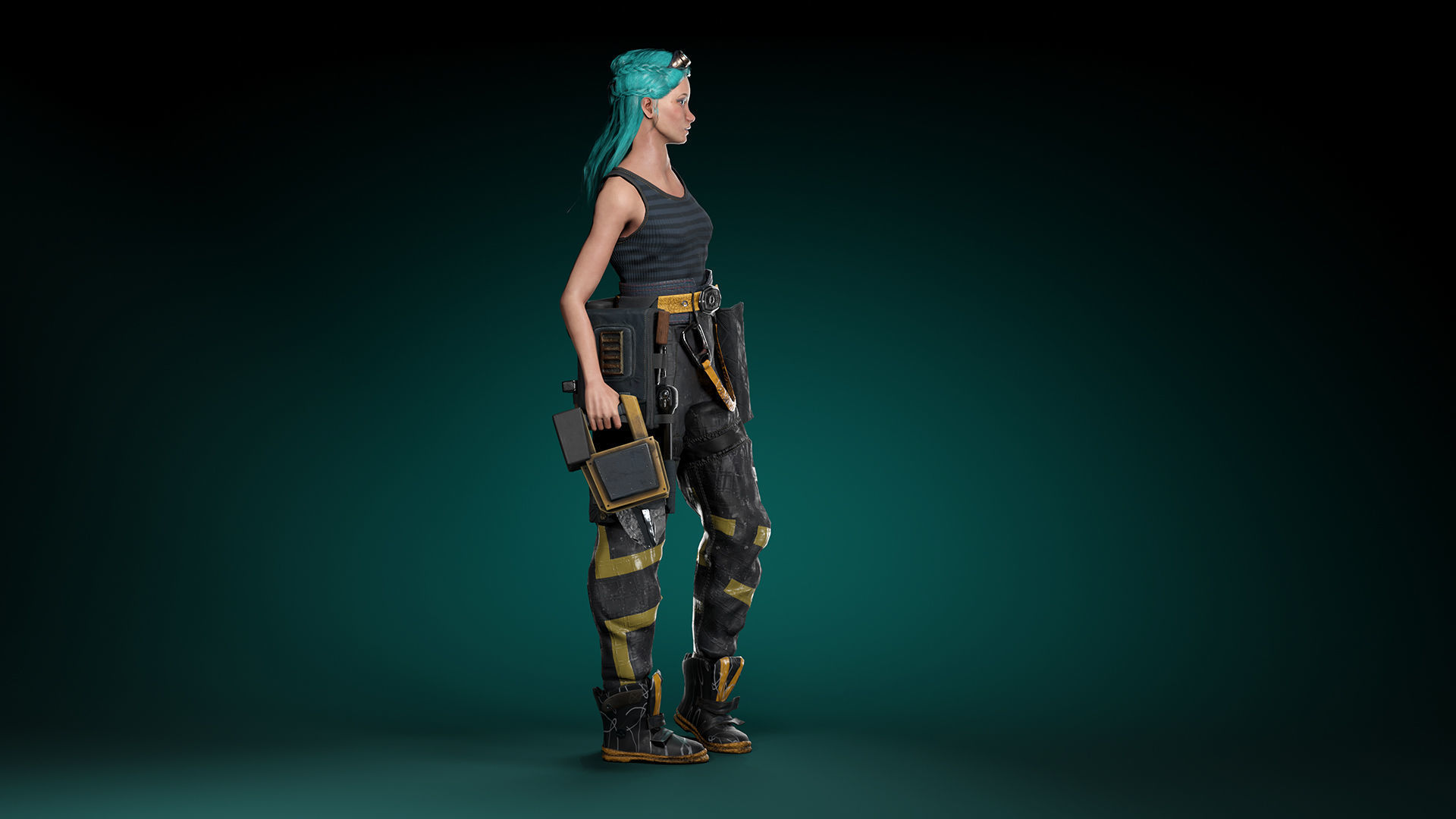 Engineer Girl game character Low-poly 3D model_6