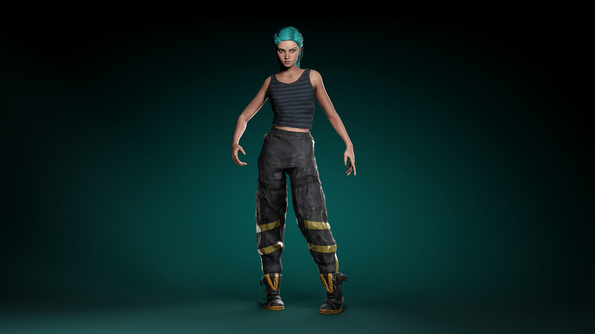 Engineer Girl game character Low-poly 3D model_9