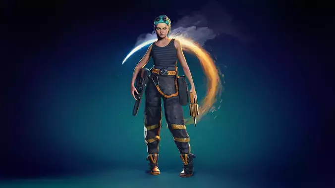 Engineer Girl game character Low-poly 3D model