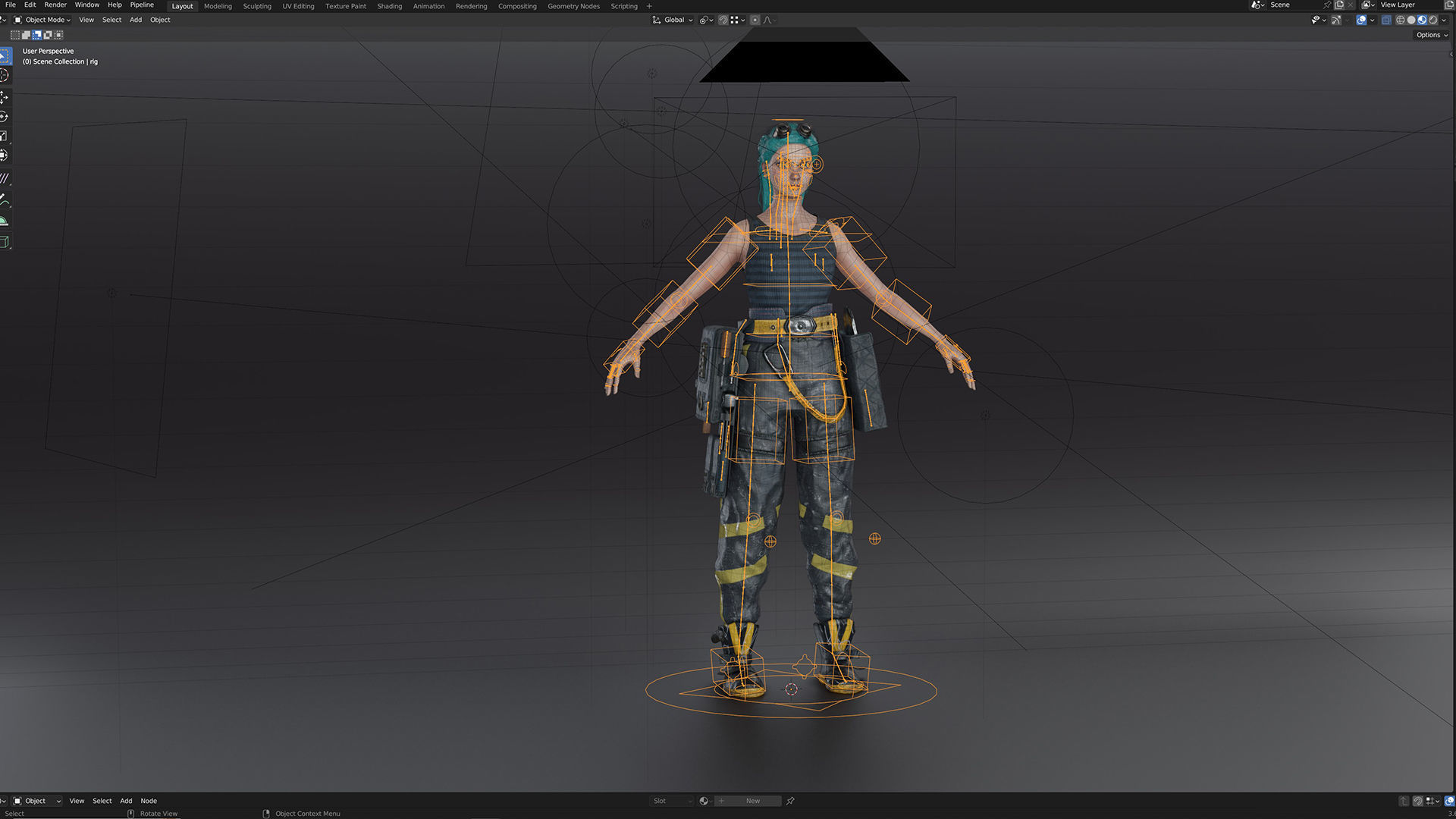 Engineer Girl game character Low-poly 3D model_25