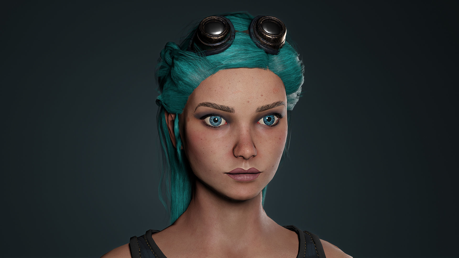 Engineer Girl game character Low-poly 3D model_14