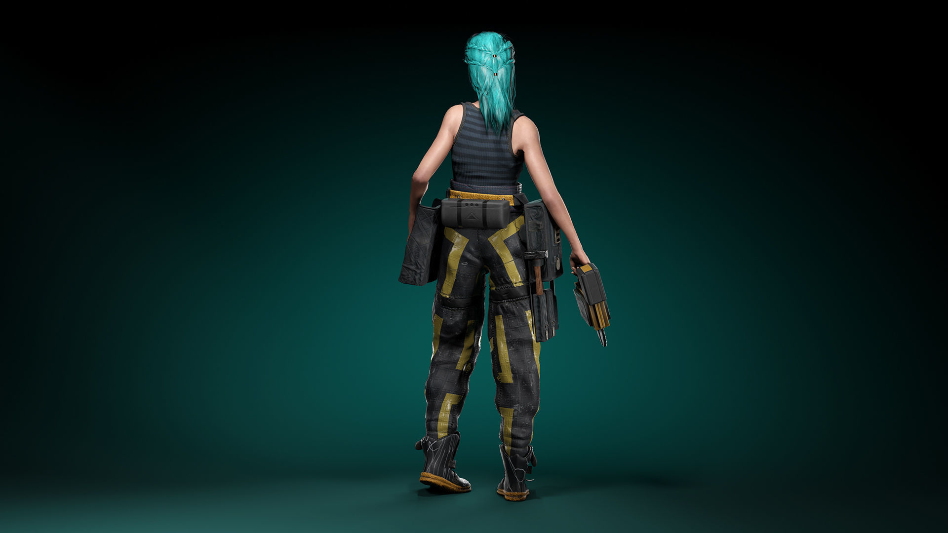 Engineer Girl game character Low-poly 3D model_7