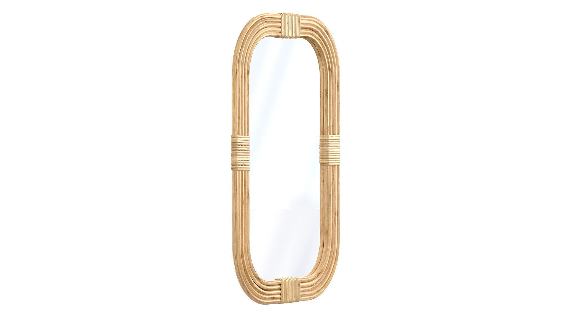 Mirror in rattan frame rounded corner 3D model_2