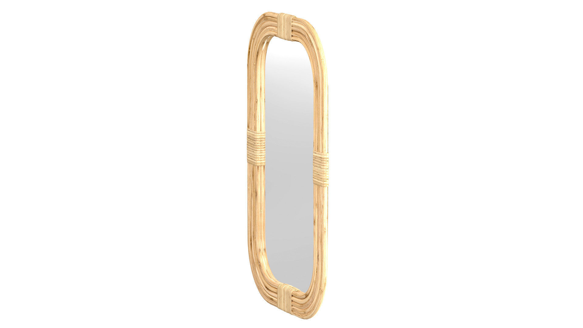 Mirror in rattan frame rounded corner 3D model_4
