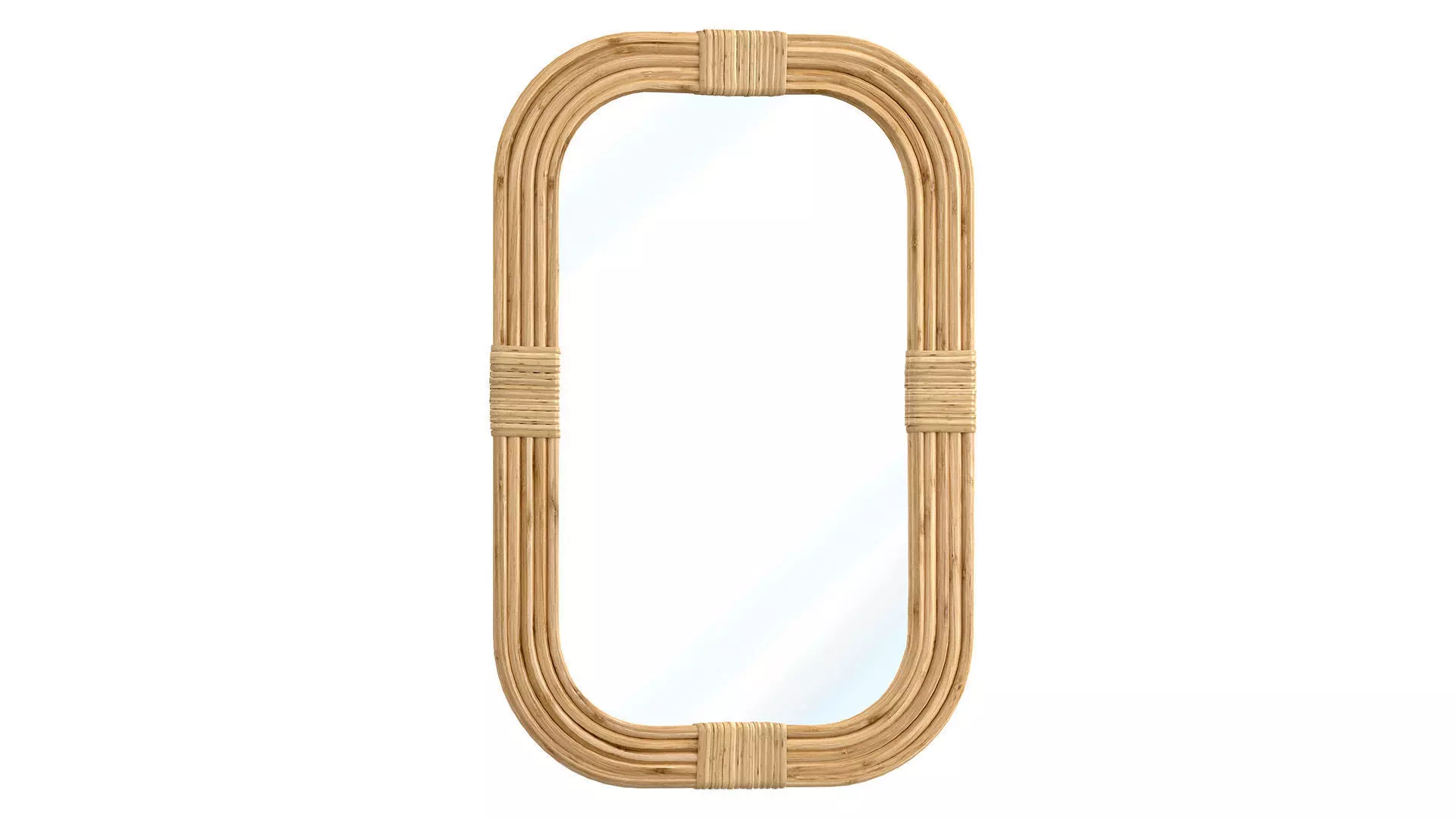 Mirror in rattan frame rounded corner 3D model_0