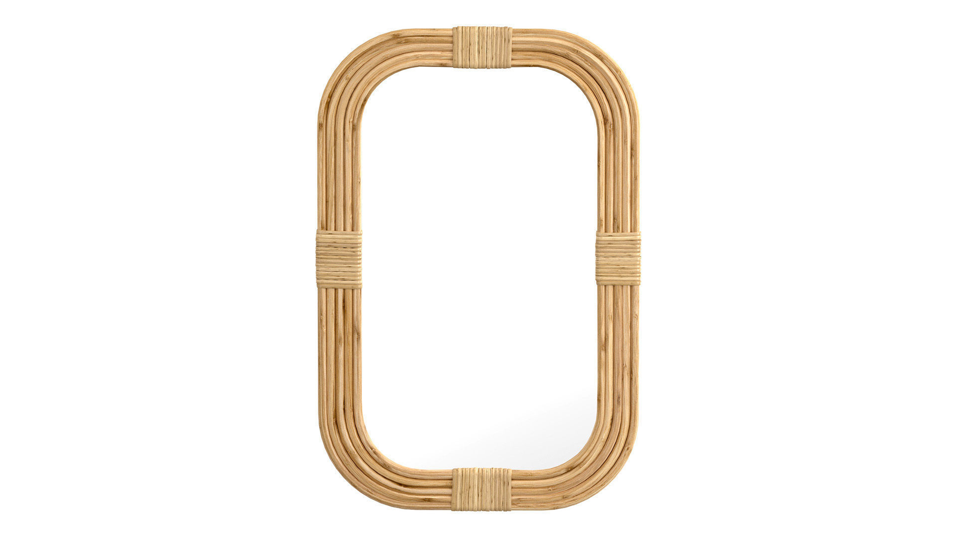 Mirror in rattan frame rounded corner 3D model_7