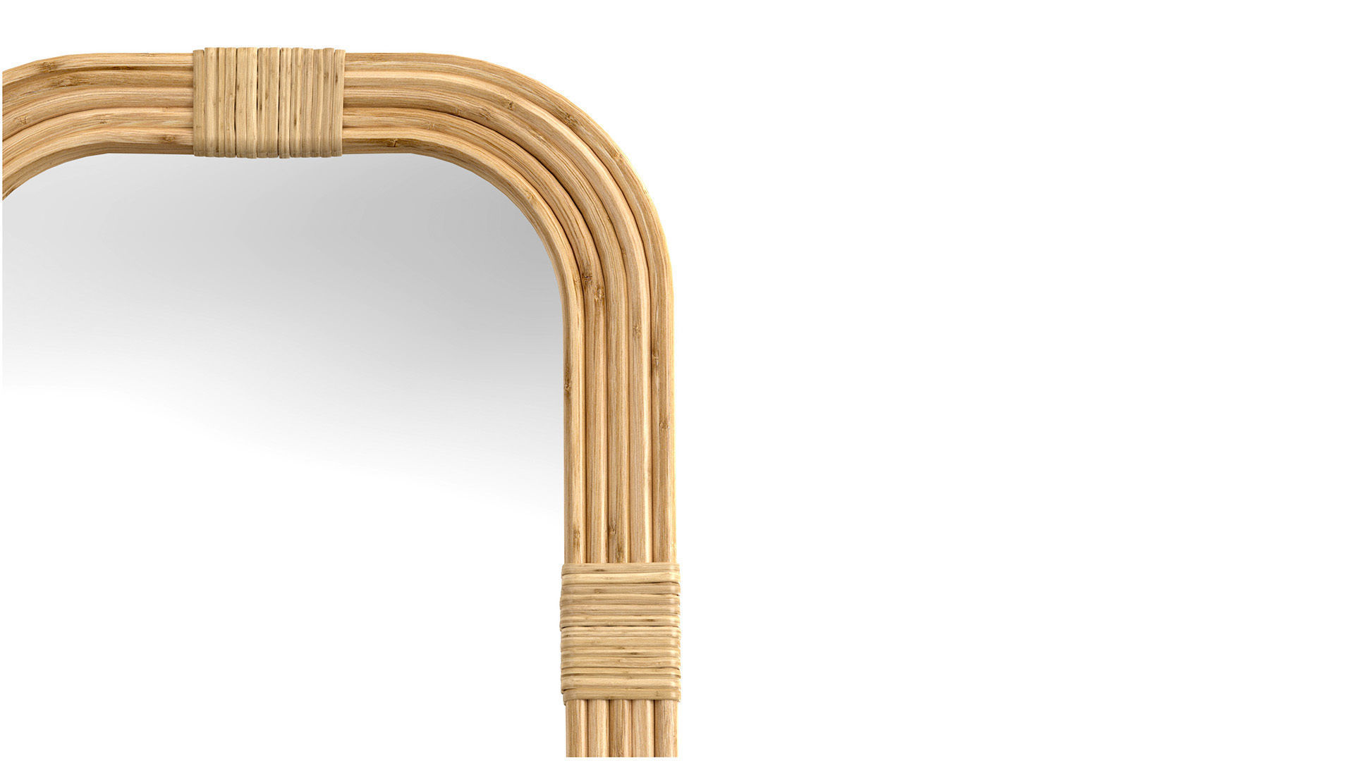Mirror in rattan frame rounded corner 3D model_5