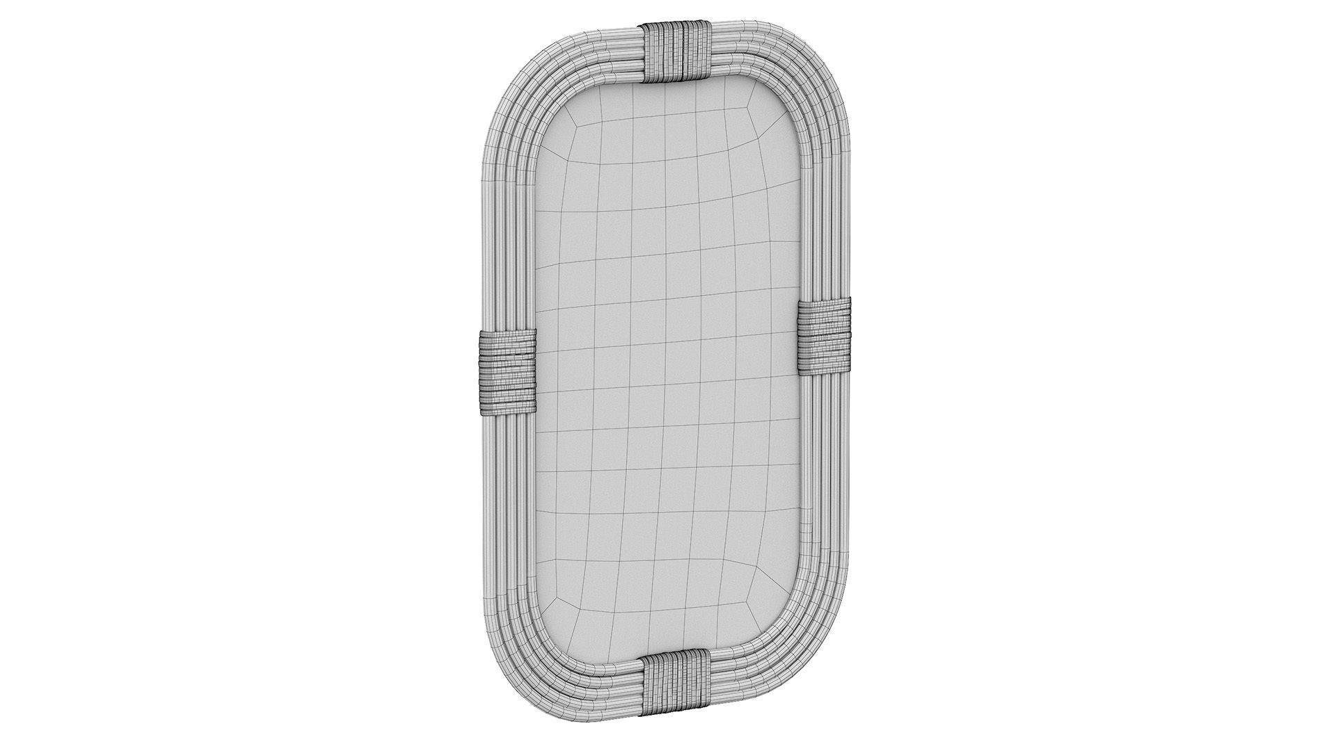 Mirror in rattan frame rounded corner 3D model_8