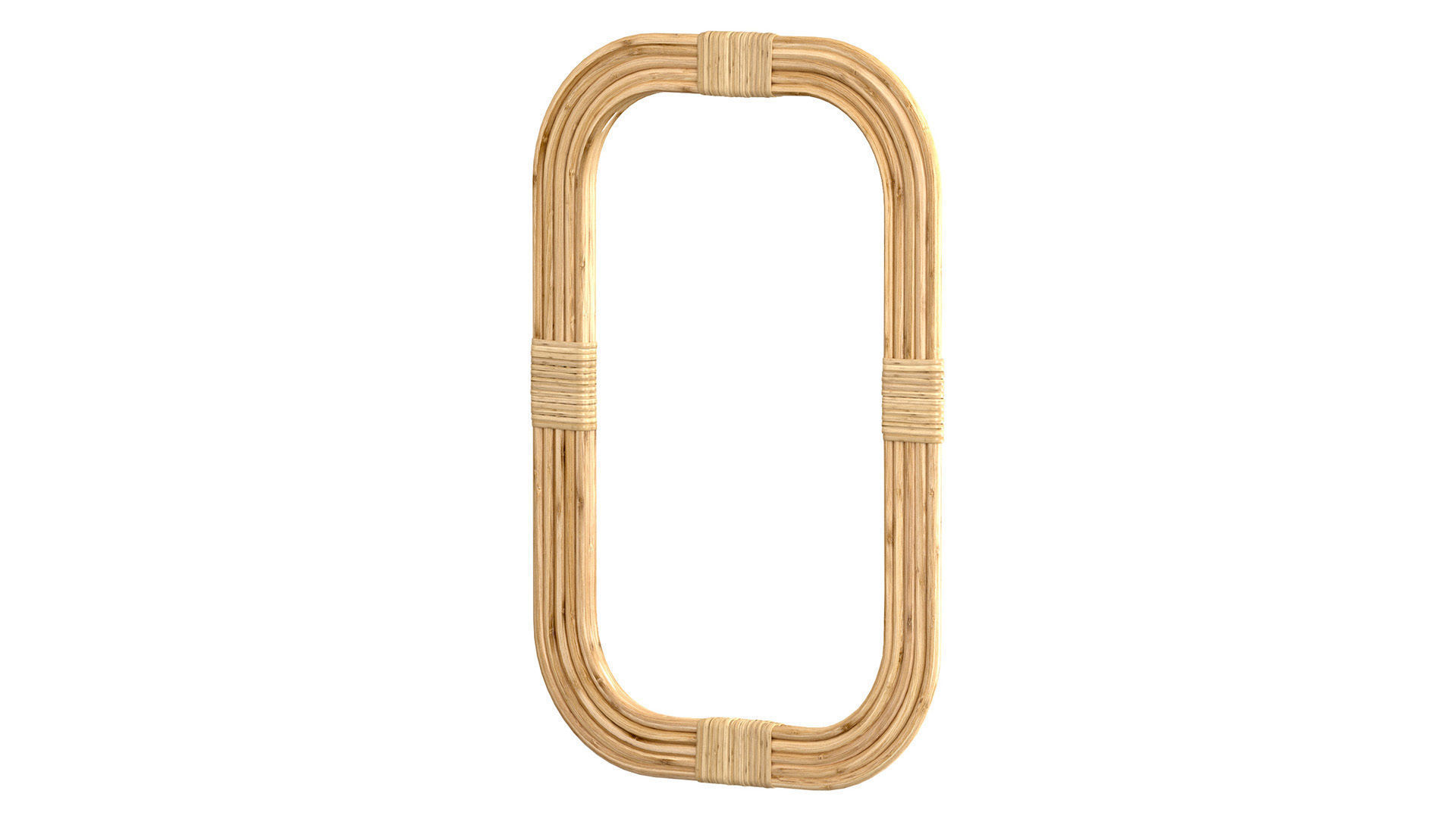 Mirror in rattan frame rounded corner 3D model_1