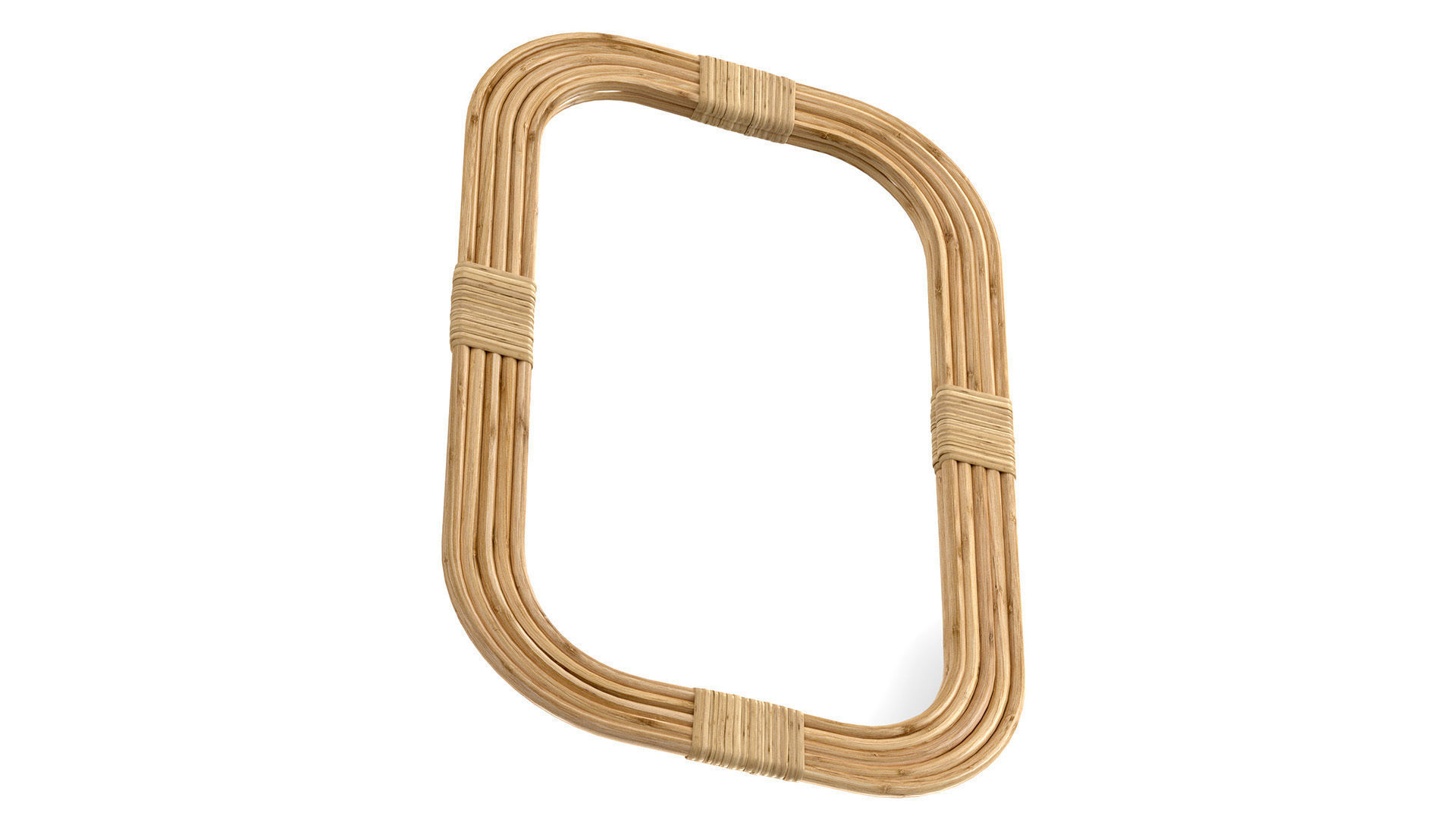 Mirror in rattan frame rounded corner 3D model_6
