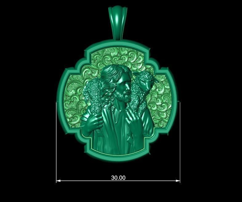 Pendant Cross Jesus Christ and the Lost Lamb 3D print model_6