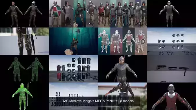 TAB Medieval Knights MEGA Pack - 1 3D Model Collection