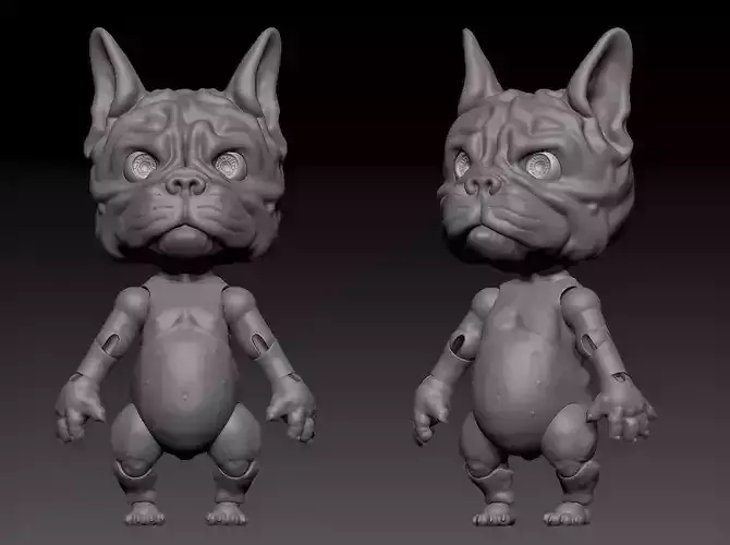 BJD doll french bulldog Girl 15 cm 3D print model