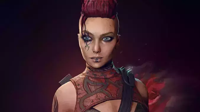 Survival Girl game character Low-poly 3D model
