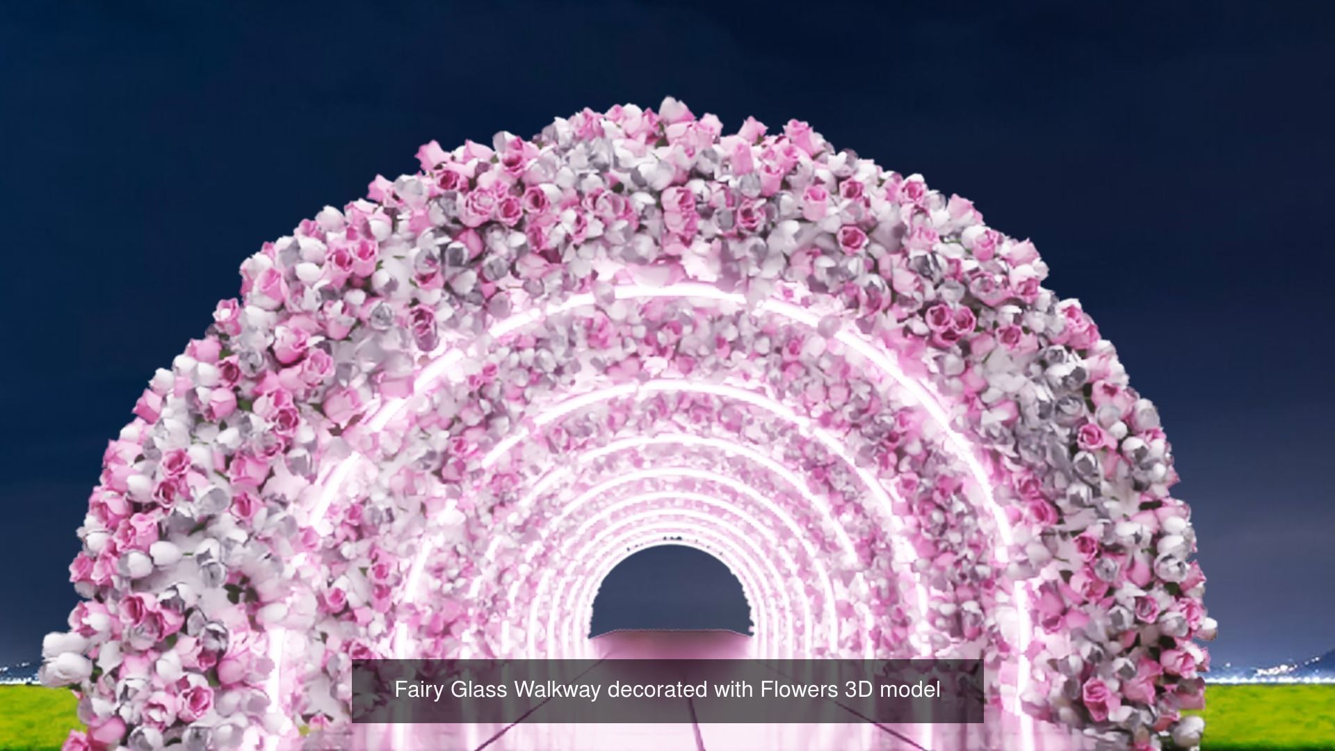 Fairy entrance walkway decorated with flowers 3D Model Collection_2