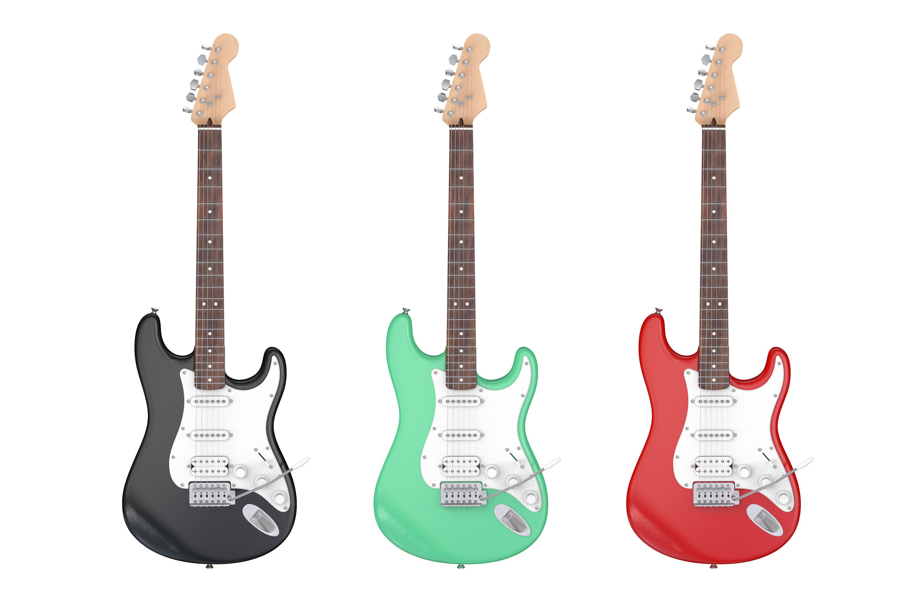 Electric Guitar with Amplifiers and Cables 3D model_4