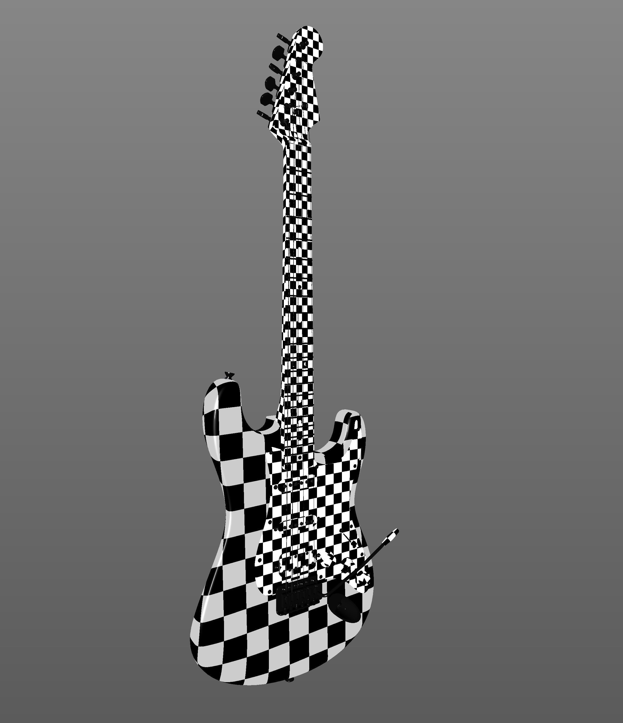 Electric Guitar with Amplifiers and Cables 3D model_12