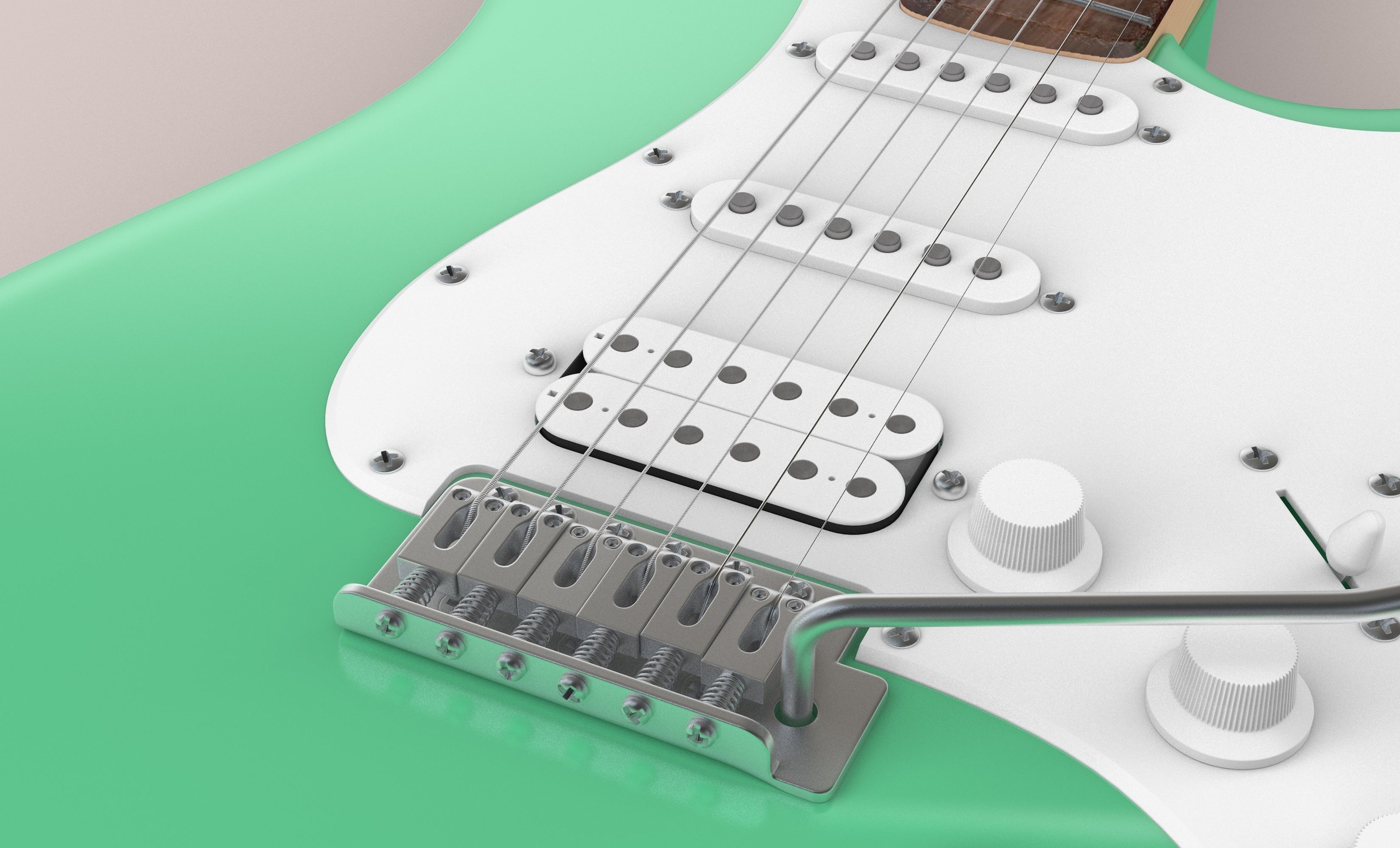 Electric Guitar with Amplifiers and Cables 3D model_3