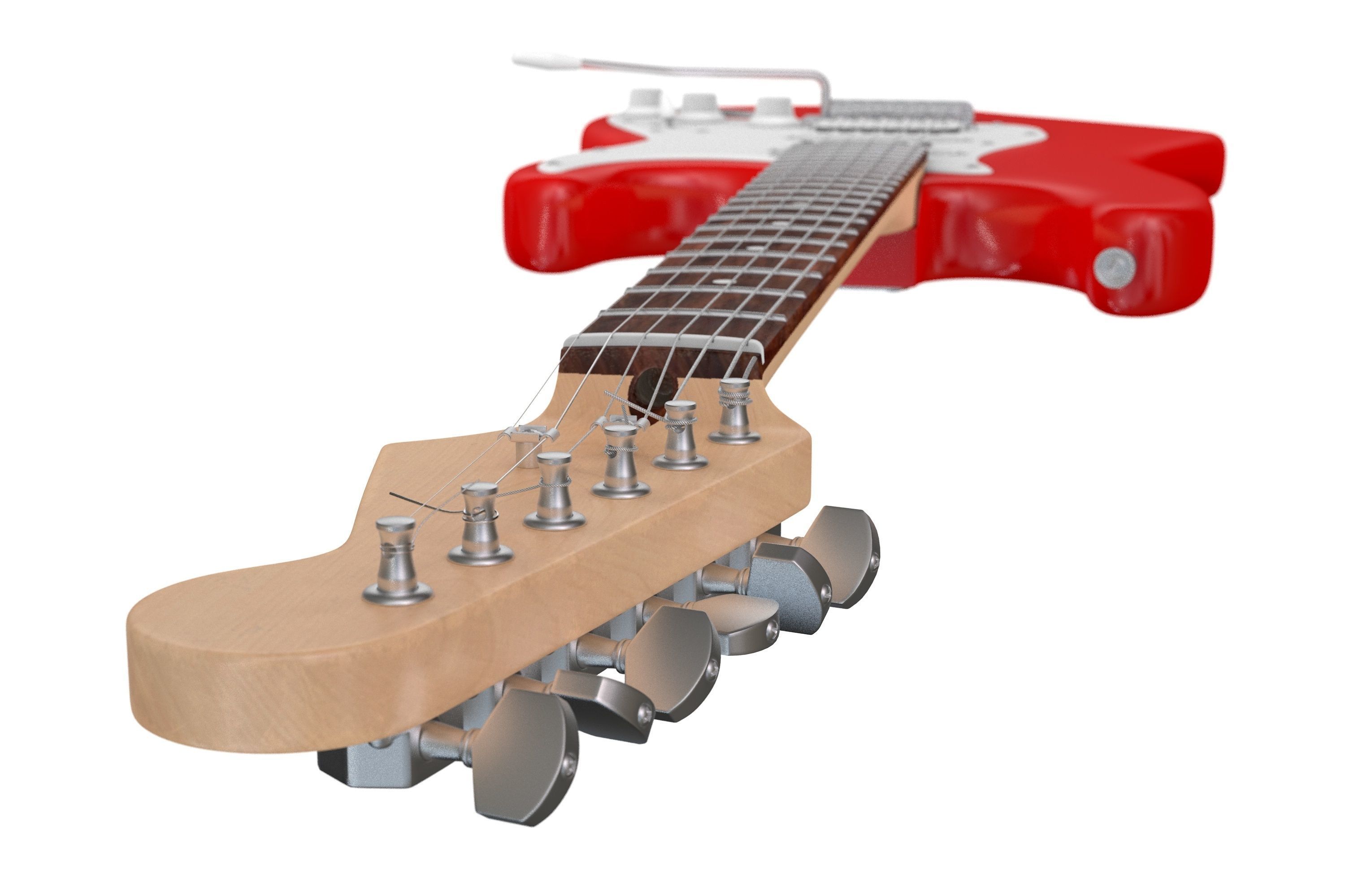 Electric Guitar with Amplifiers and Cables 3D model_5