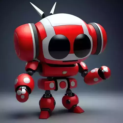 mini robot red white cuterobot  bot gamerobot Low-poly 3D model