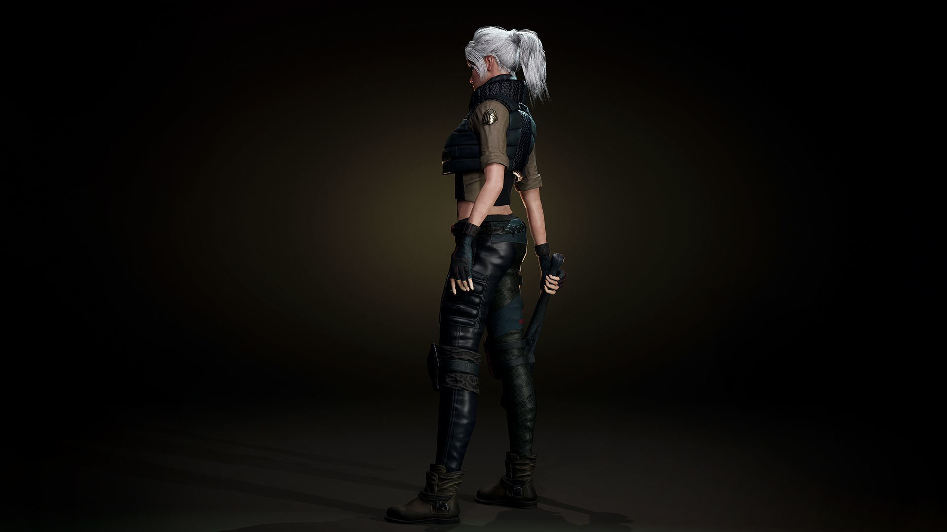 Adventure Girl 1  game character Low-poly 3D model_7