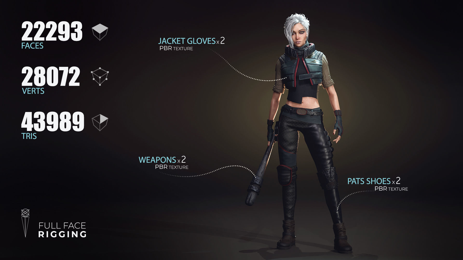 Adventure Girl 1  game character Low-poly 3D model_2