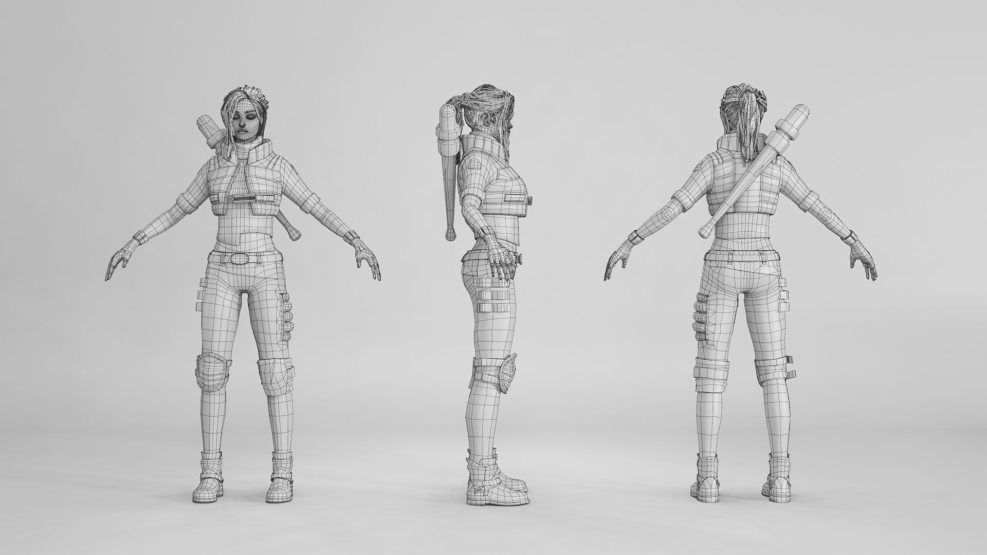 Adventure Girl 1  game character Low-poly 3D model_19