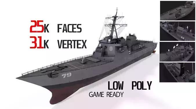 arleigh burke destroyer Low-poly 3D model