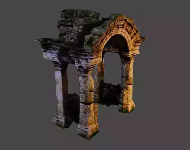 Crumbling Stone Gazebo  Low-poly 3D model